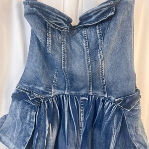 Denim Strapless Jumpsuit